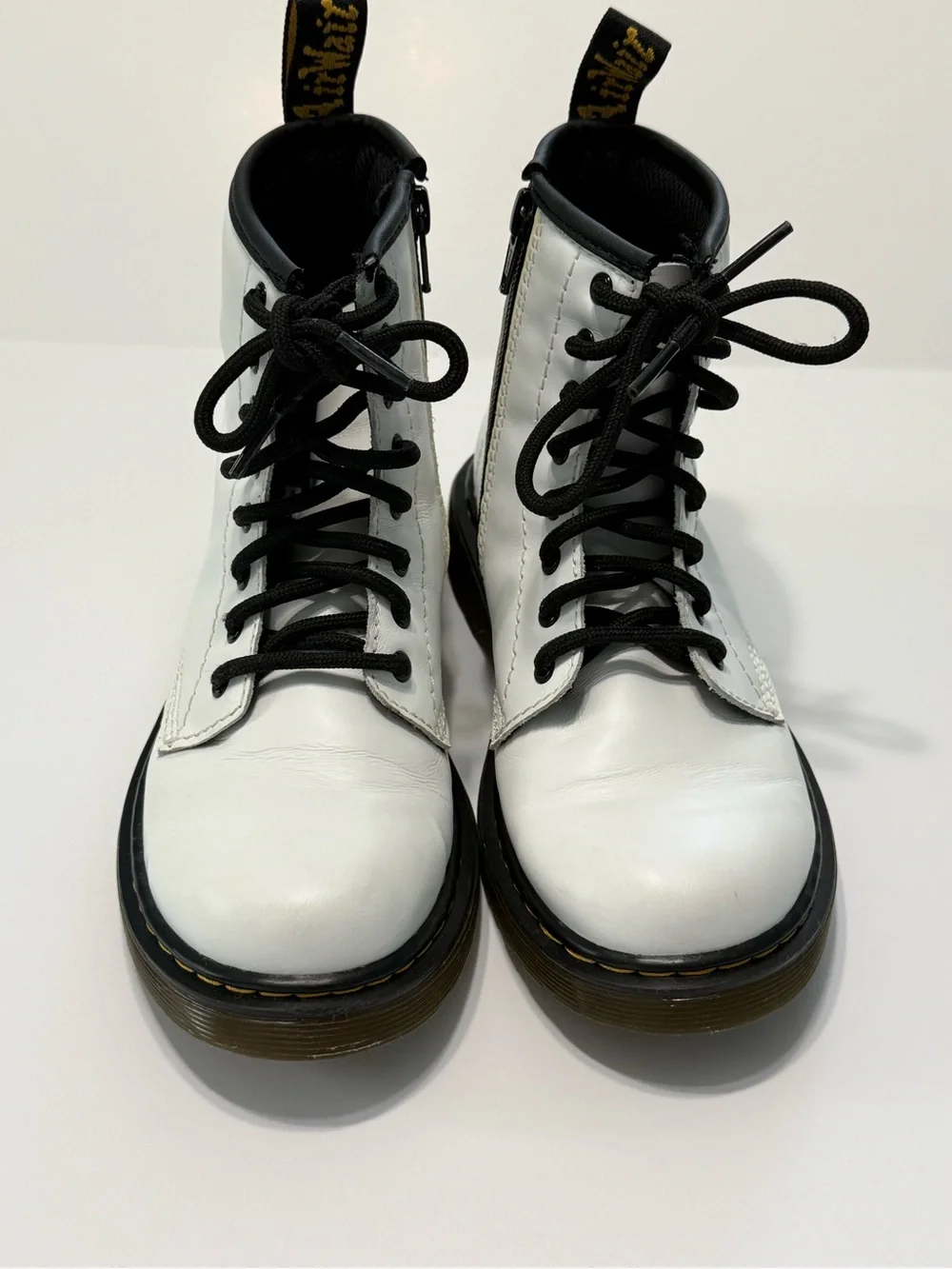 Dr. Martens Kids 1460J Leather Boots White Zip Up Size US 2